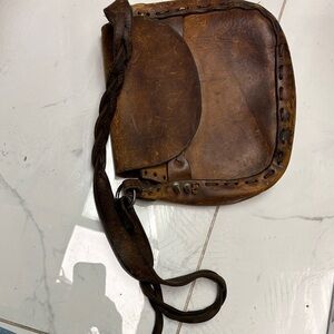 1960S Classic Leather Messenger Bag , tooled leather hippie for Men or women
